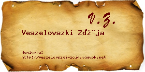 Veszelovszki Zója névjegykártya